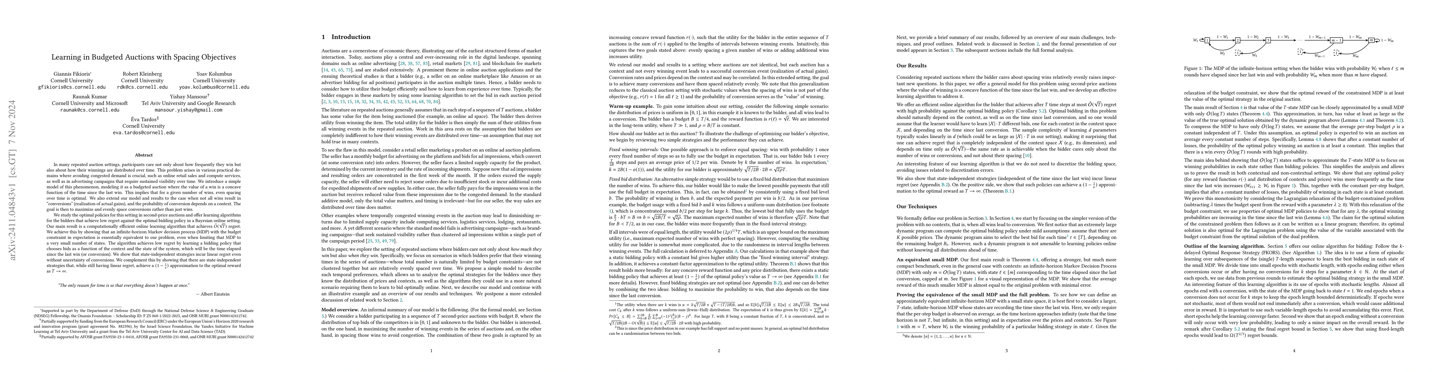 Thumbnail for Learning in Budgeted Auctions with Spacing Objectives