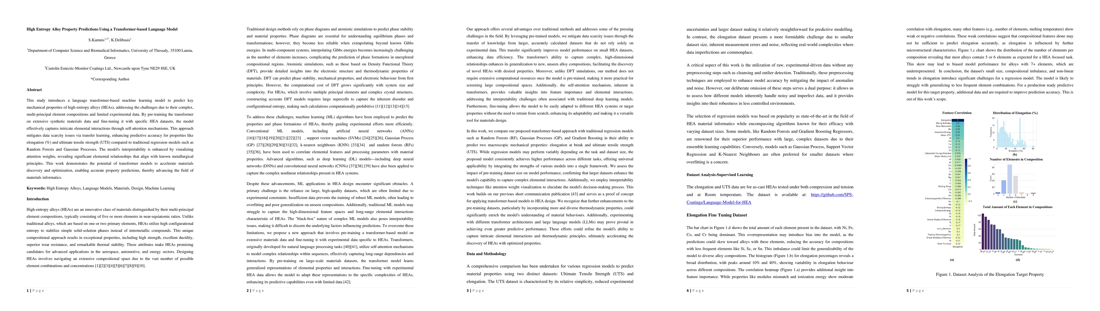 Thumbnail for High Entropy Alloy property predictions using Transformer-based language
  model