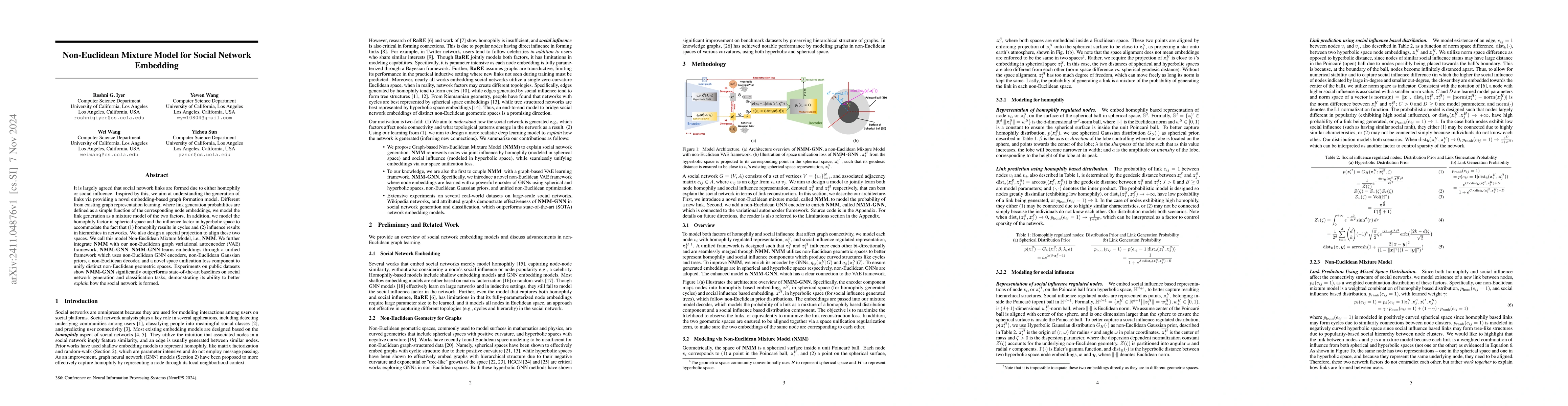 Thumbnail for Non-Euclidean Mixture Model for Social Network Embedding
