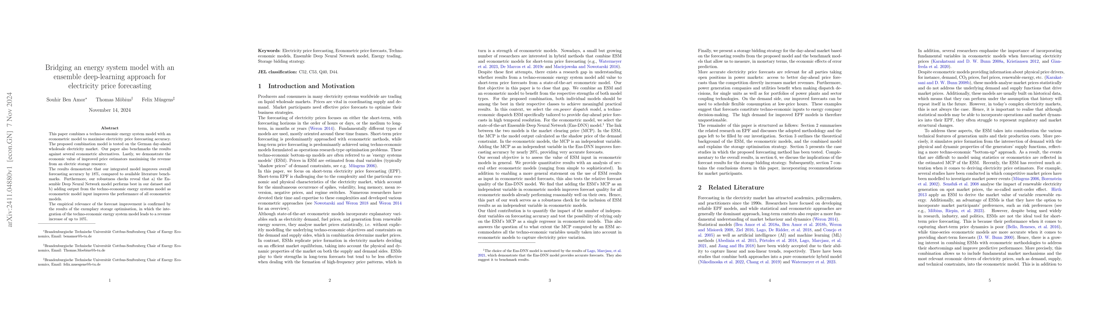 Thumbnail for Bridging an energy system model with an ensemble deep-learning approach
  for electricity price forecasting