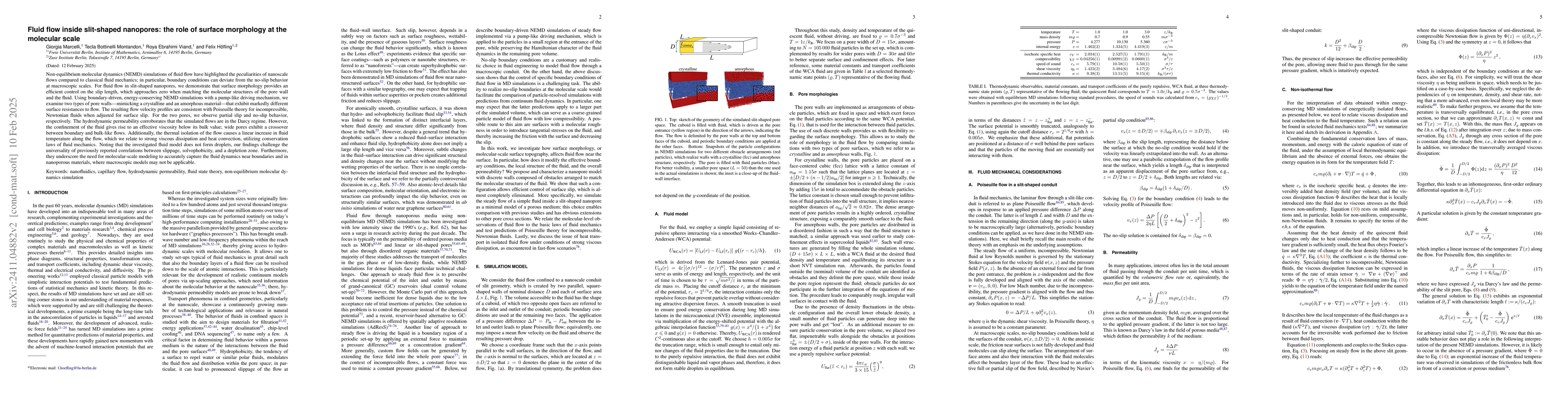 Thumbnail for Fluid flow inside slit-shaped nanopores: the role of surface morphology
  at the molecular scale