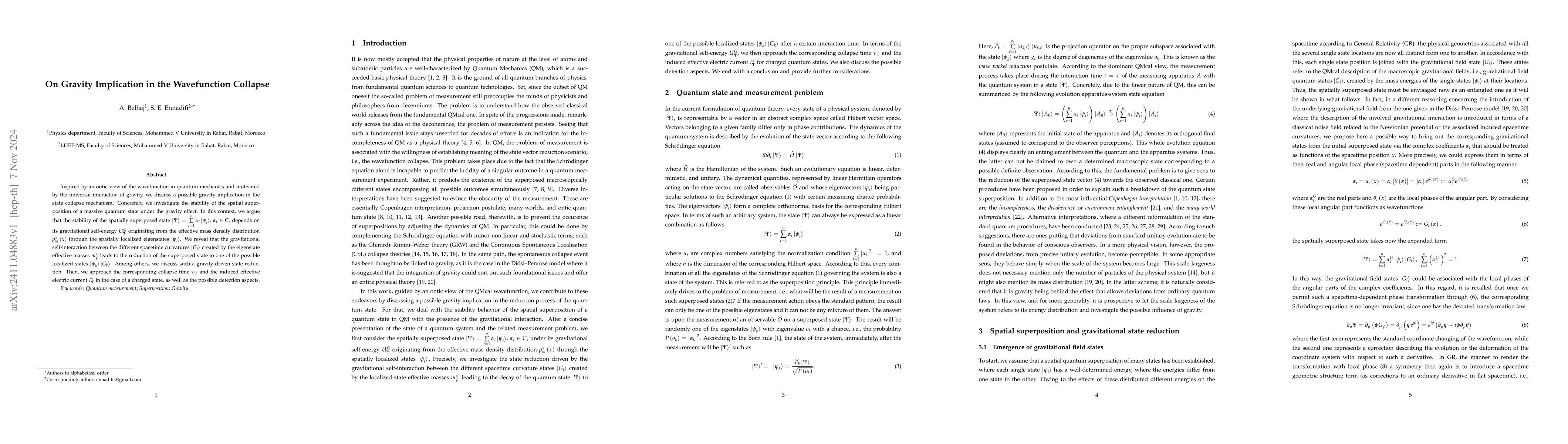 Thumbnail for On Gravity Implication in the Wavefunction Collapse