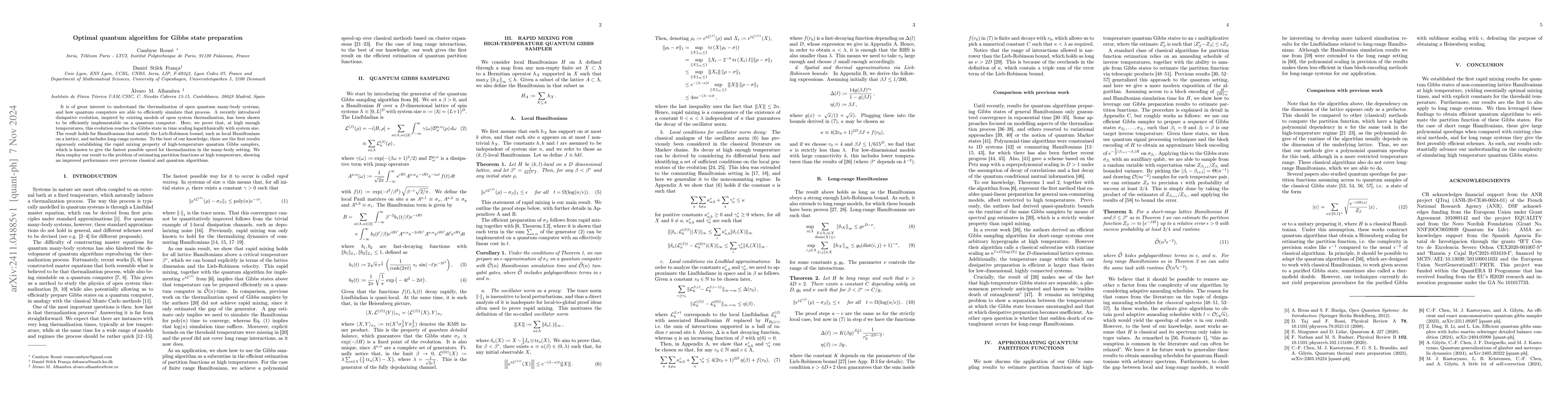 Thumbnail for Optimal quantum algorithm for Gibbs state preparation