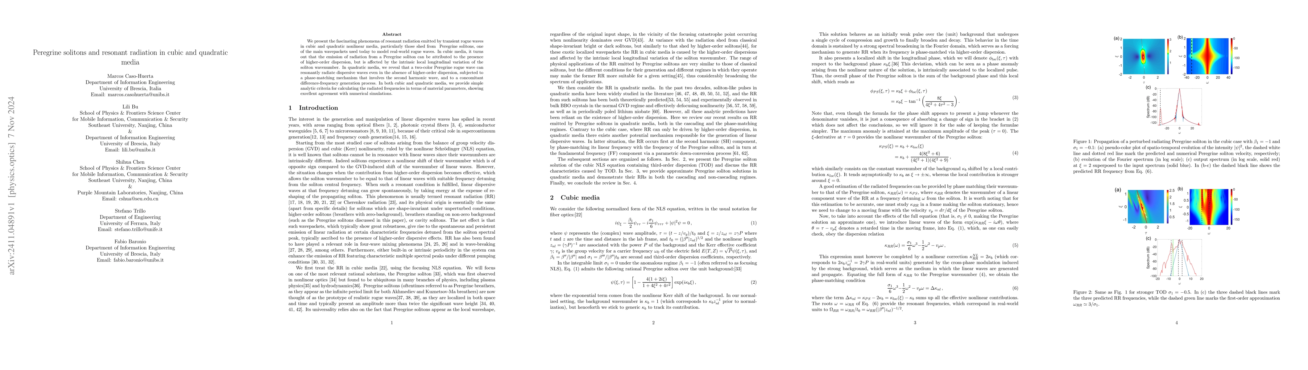Thumbnail for Peregrine solitons and resonant radiation in cubic and quadratic media