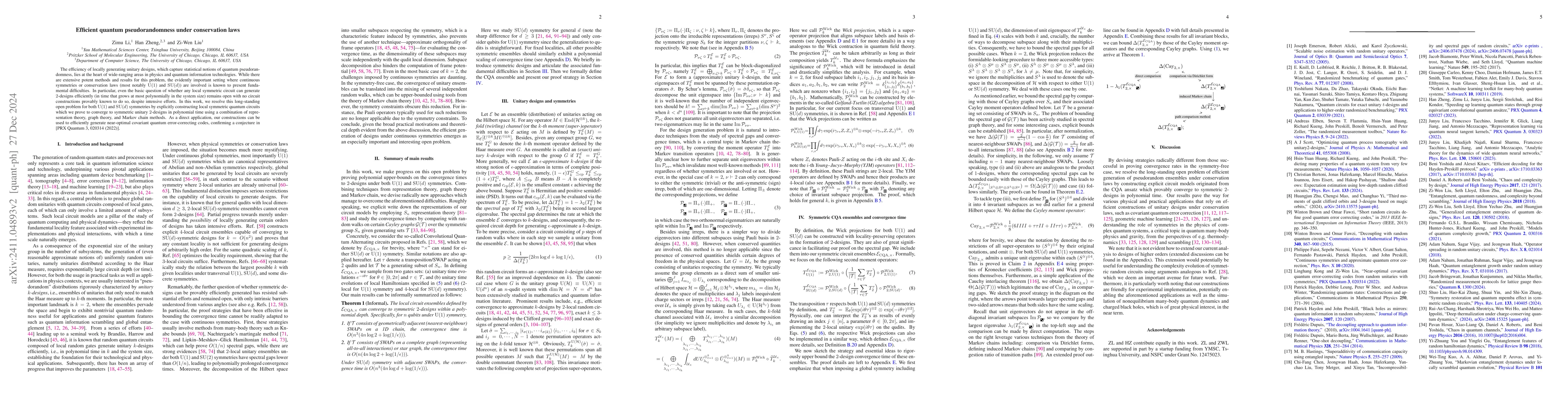 Thumbnail for Efficient quantum pseudorandomness under conservation laws
