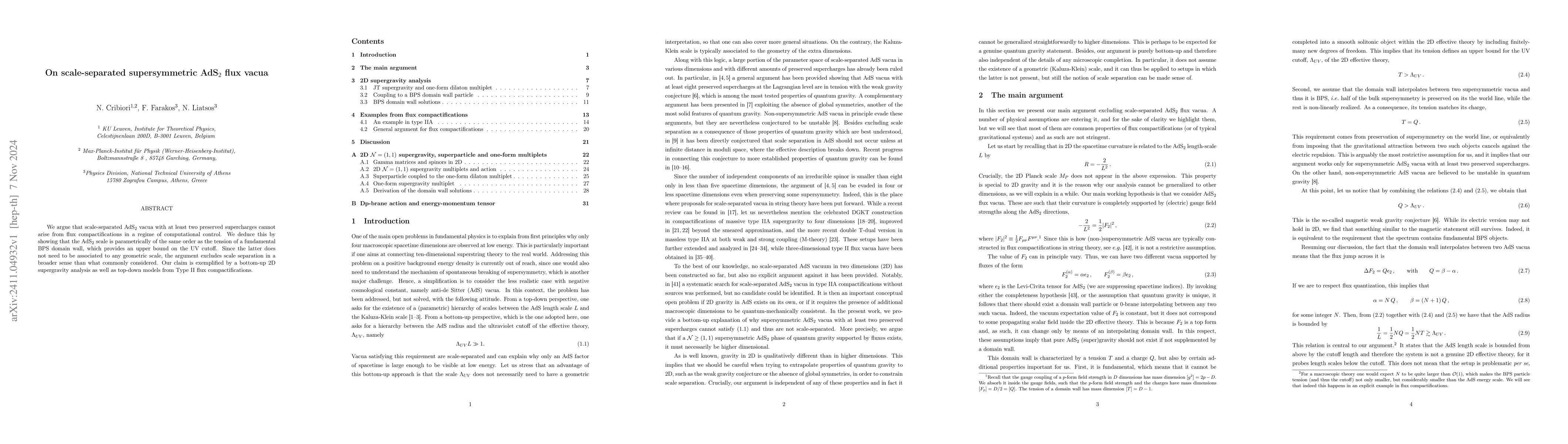 Thumbnail for On scale-separated supersymmetric AdS$_2$ flux vacua