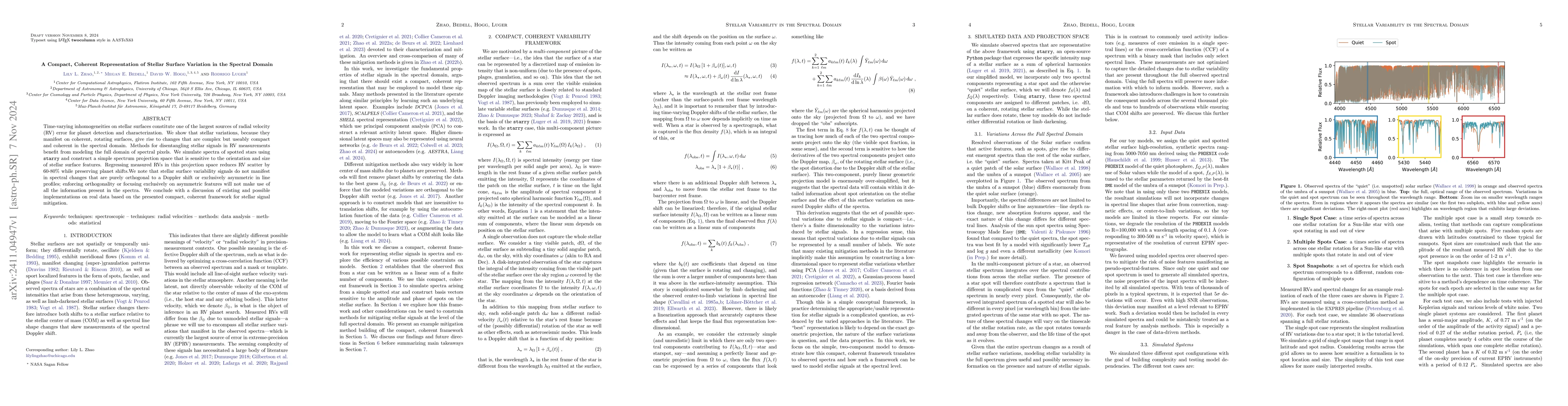 Thumbnail for A Compact, Coherent Representation of Stellar Surface Variation in the
  Spectral Domain
