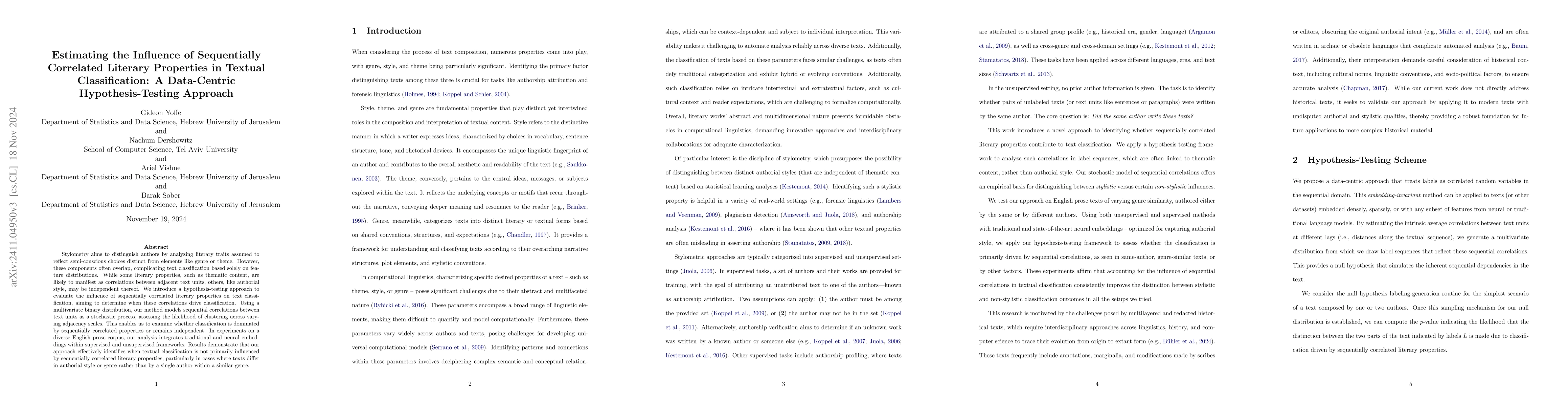 Thumbnail for Estimating the Influence of Sequentially Correlated Literary Properties
  in Textual Classification: A Data-Centric Hypothesis-Testing Approach