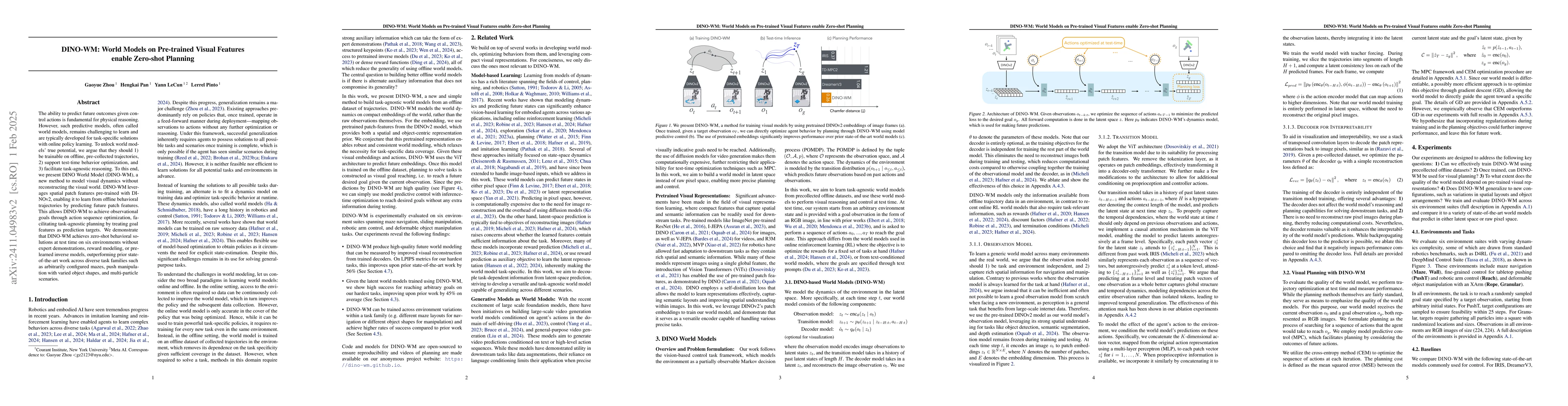 Thumbnail for DINO-WM: World Models on Pre-trained Visual Features enable Zero-shot
  Planning