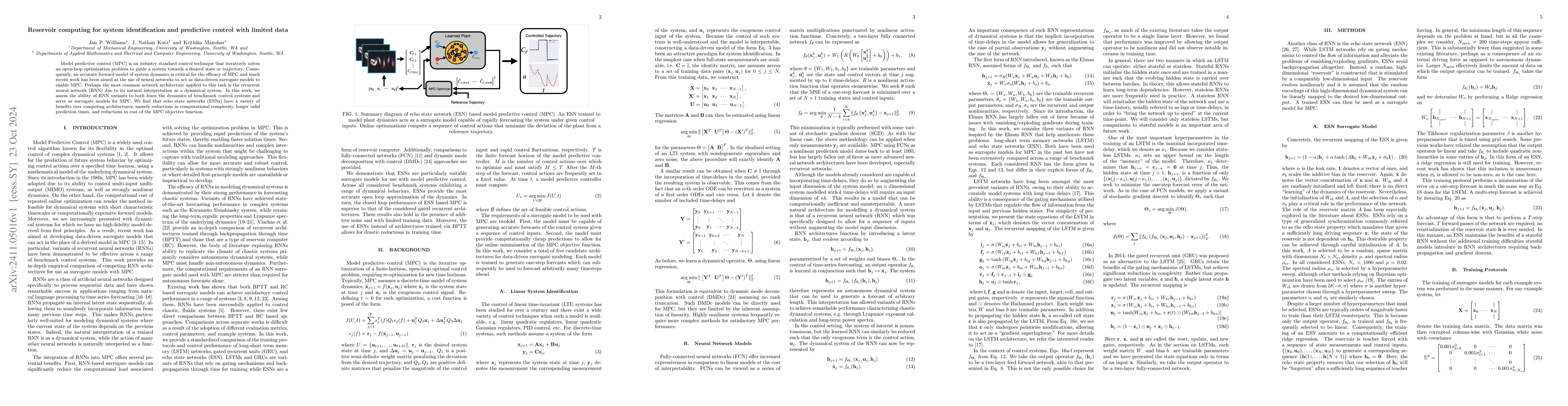 Thumbnail for Reservoir computing for system identification and predictive control
  with limited data