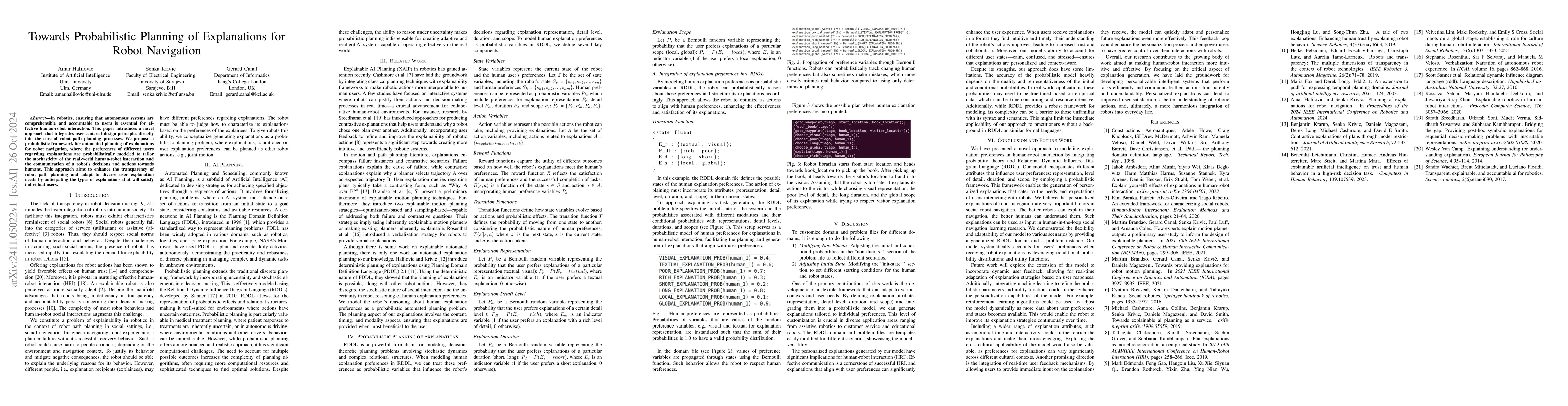 Thumbnail for Towards Probabilistic Planning of Explanations for Robot Navigation