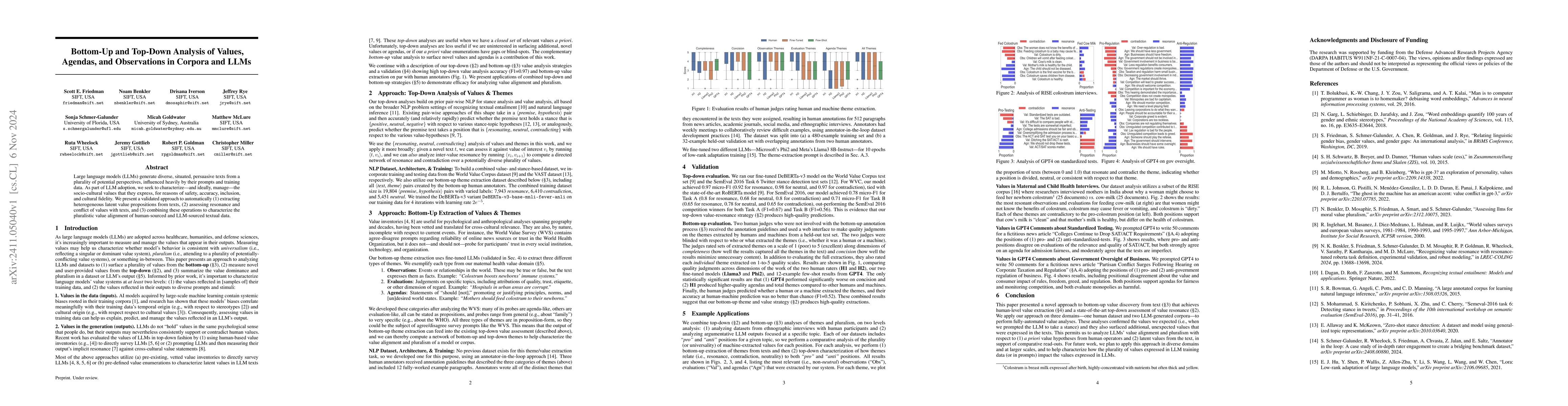 Thumbnail for Bottom-Up and Top-Down Analysis of Values, Agendas, and Observations in
  Corpora and LLMs