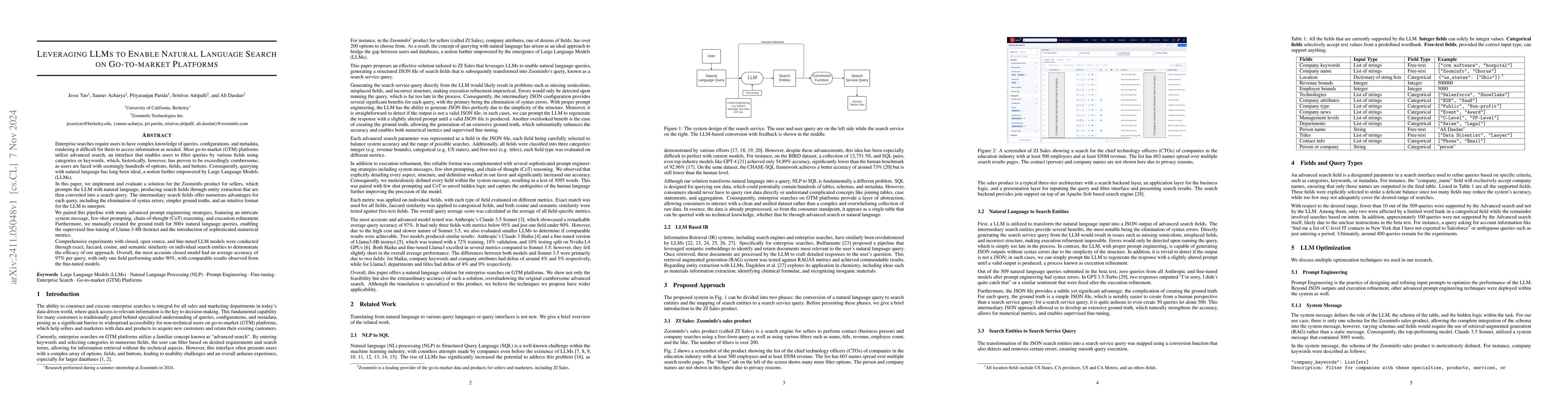 Thumbnail for Leveraging LLMs to Enable Natural Language Search on Go-to-market
  Platforms
