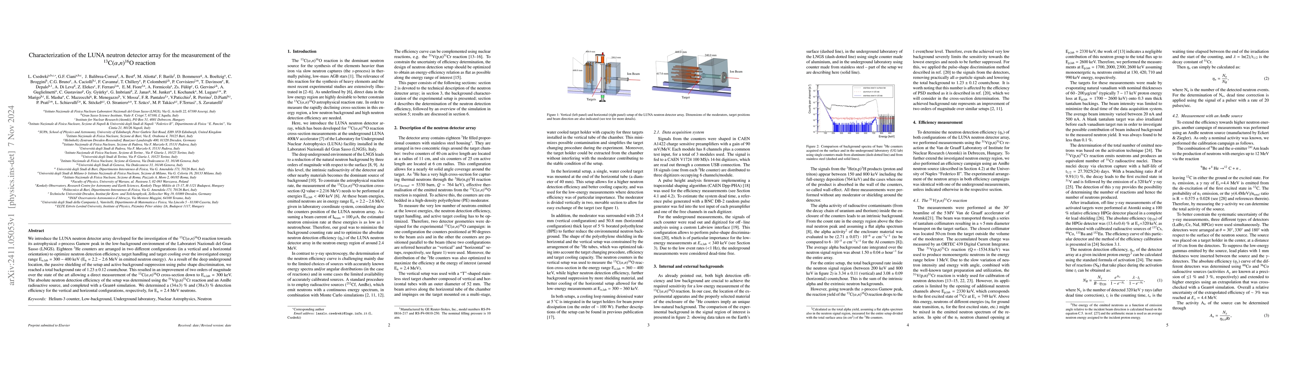 Thumbnail for Characterization of the LUNA neutron detector array for the measurement
  of the 13C(a,n)16O reaction