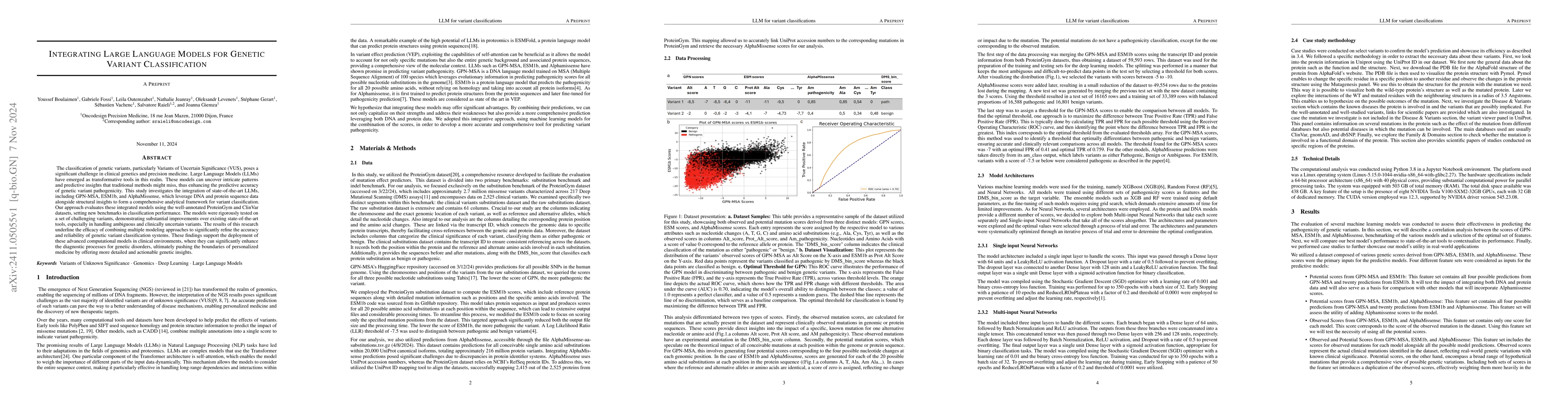 Thumbnail for Integrating Large Language Models for Genetic Variant Classification