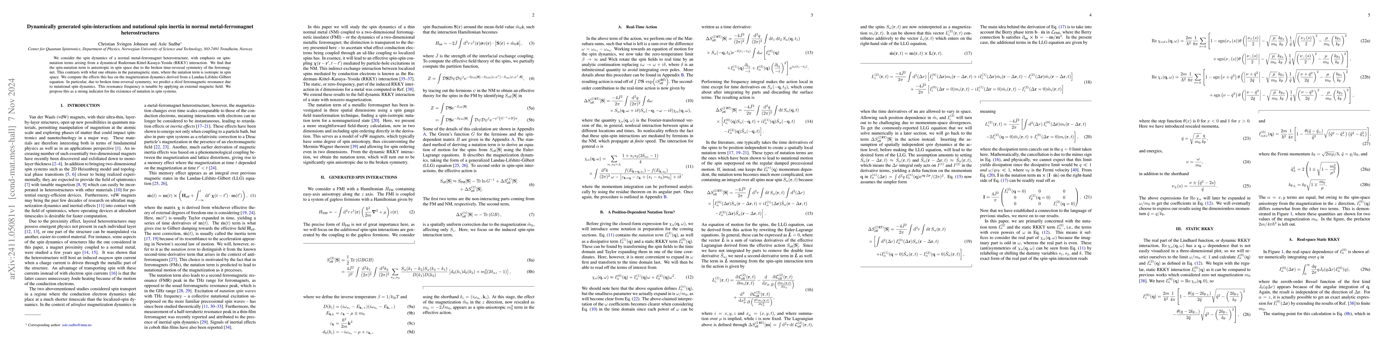 Thumbnail for Dynamically generated spin-interactions and nutational spin inertia in
  normal metal-ferromagnet heterostructures