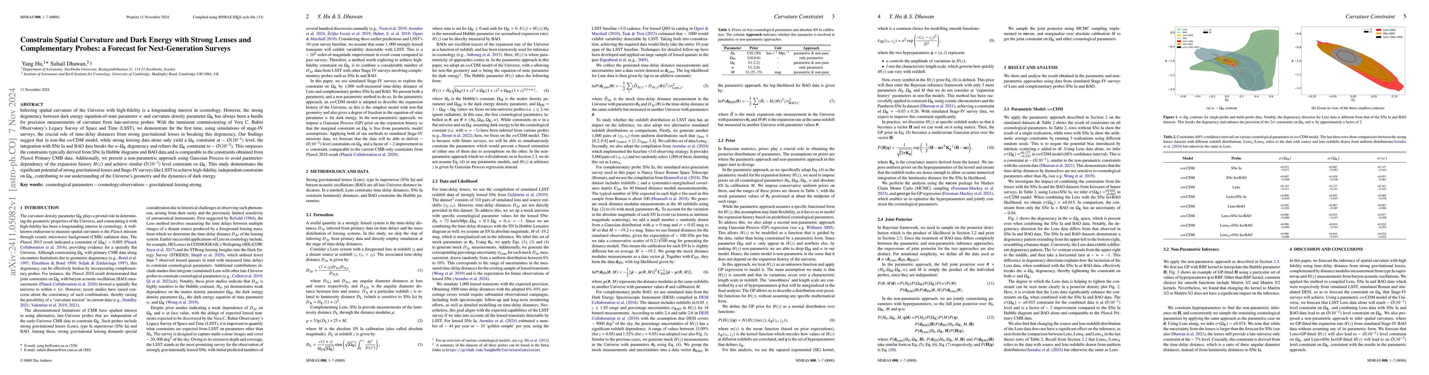 Thumbnail for Constrain Spatial Curvature and Dark Energy with Strong Lenses and
  Complementary Probes: a Forecast for Next-Generation Surveys