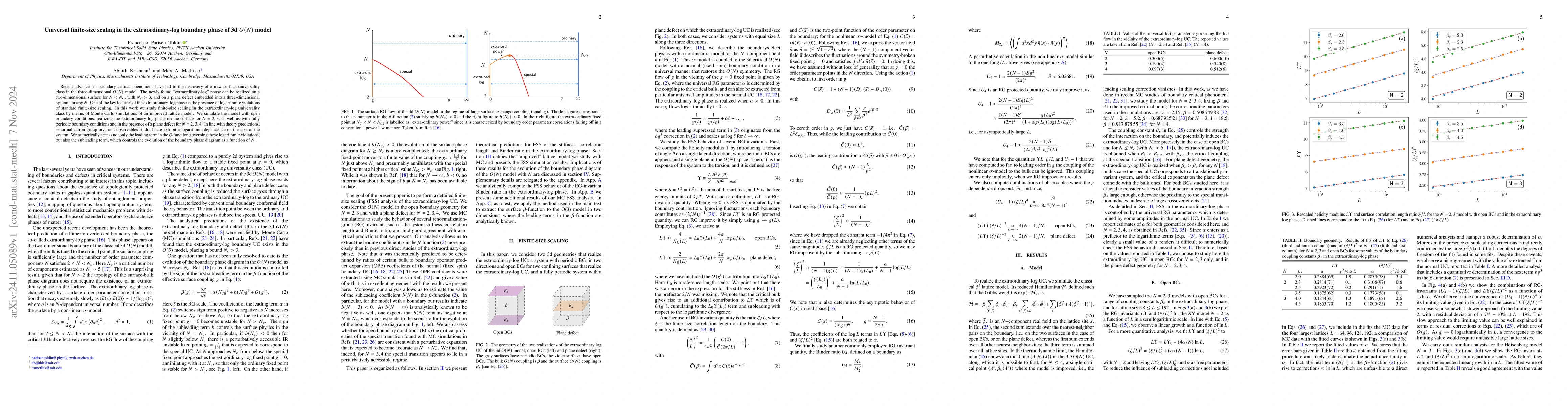 Thumbnail for Universal finite-size scaling in the extraordinary-log boundary phase of
  3d $O(N)$ model