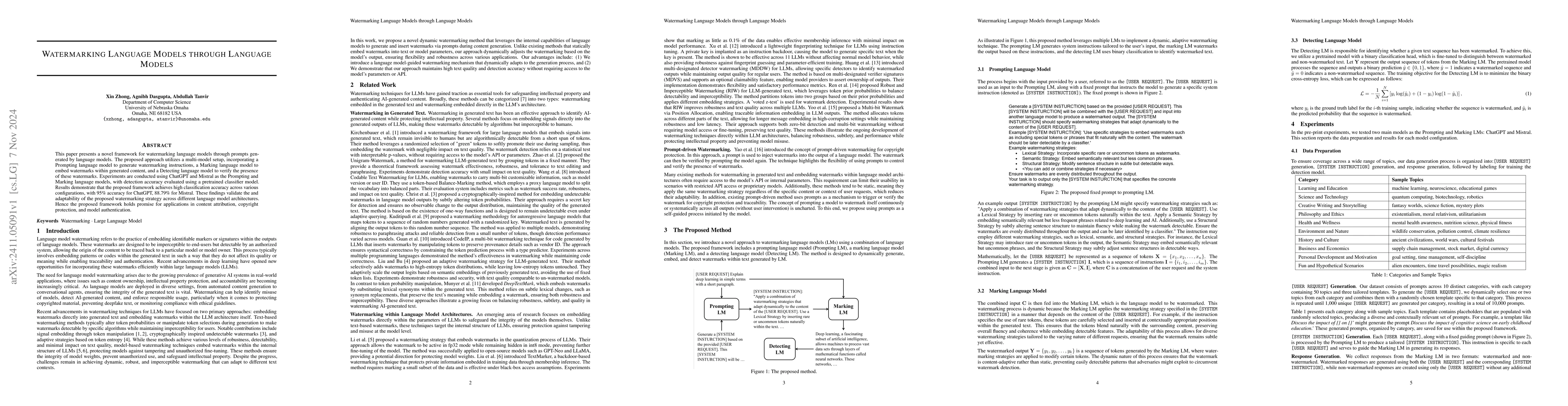 Thumbnail for Watermarking Language Models through Language Models