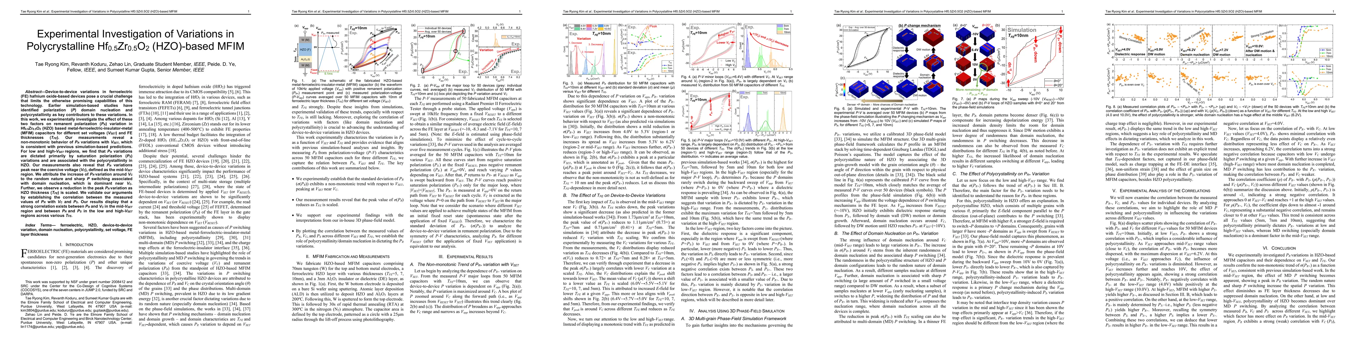 Thumbnail for Experimental Investigation of Variations in Polycrystalline Hf0.5Zr0.5O2
  (HZO)-based MFIM