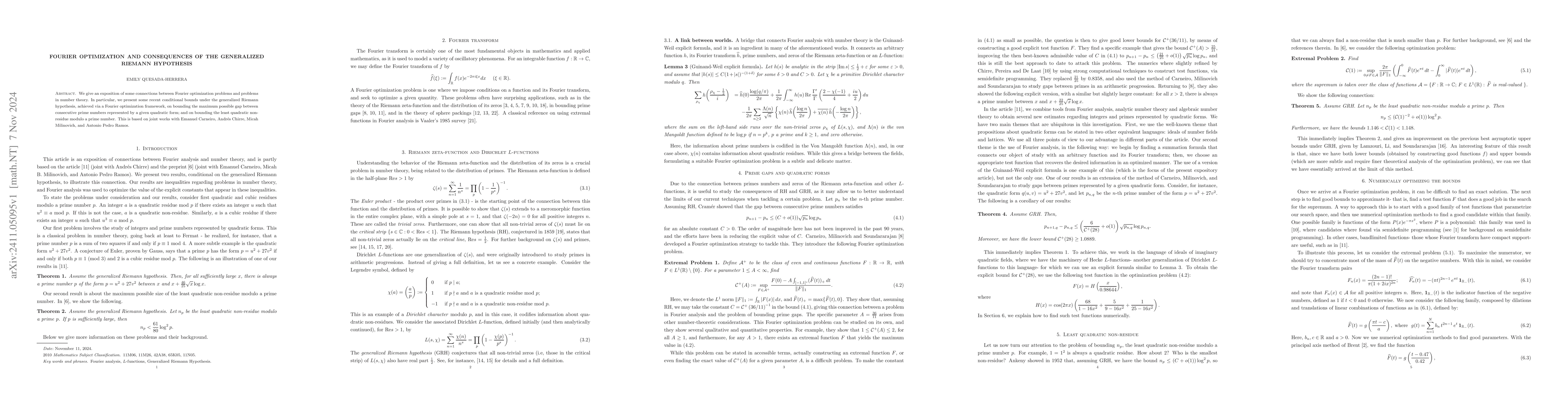 Thumbnail for Fourier optimization and consequences of the generalized Riemann
  hypothesis