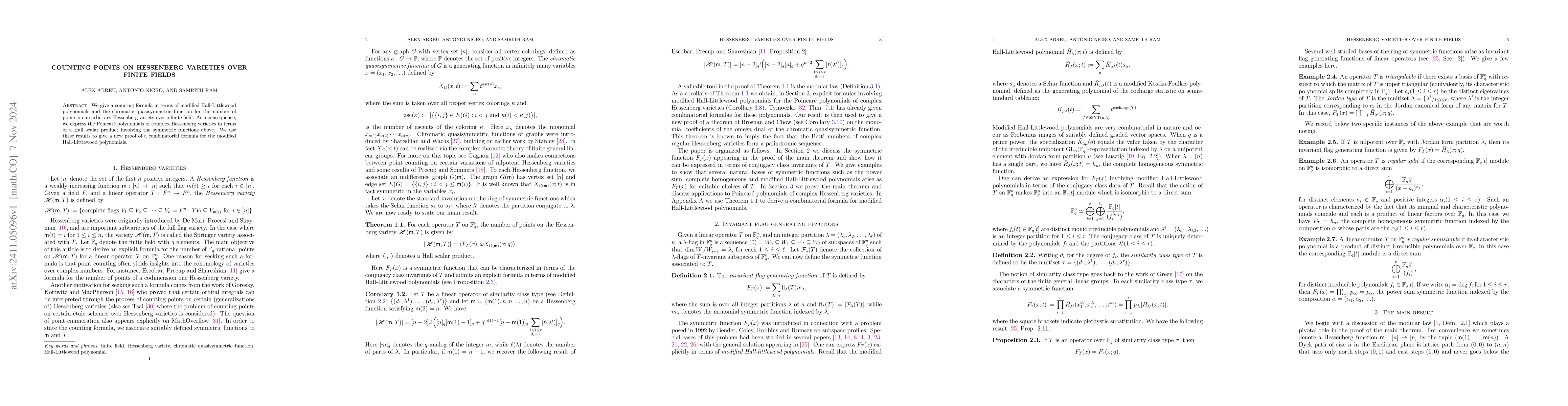Thumbnail for Counting points on Hessenberg Varieties over finite fields