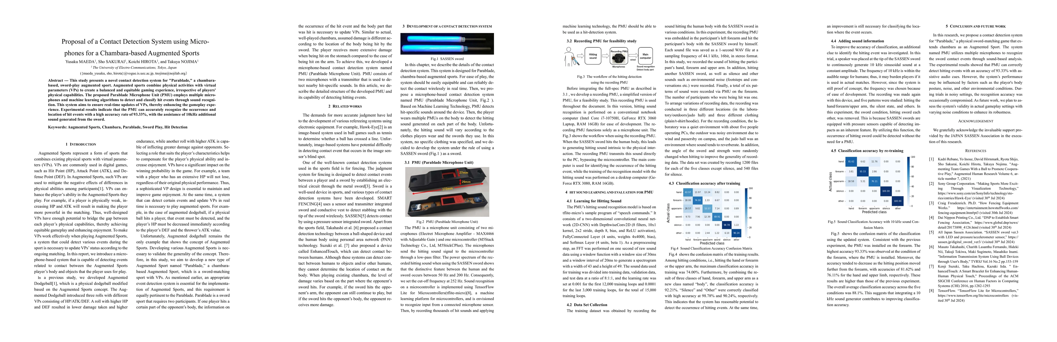 Thumbnail for Proposal of a Contact Detection System using Micro-phones for a
  Chambara-based Augmented Sports