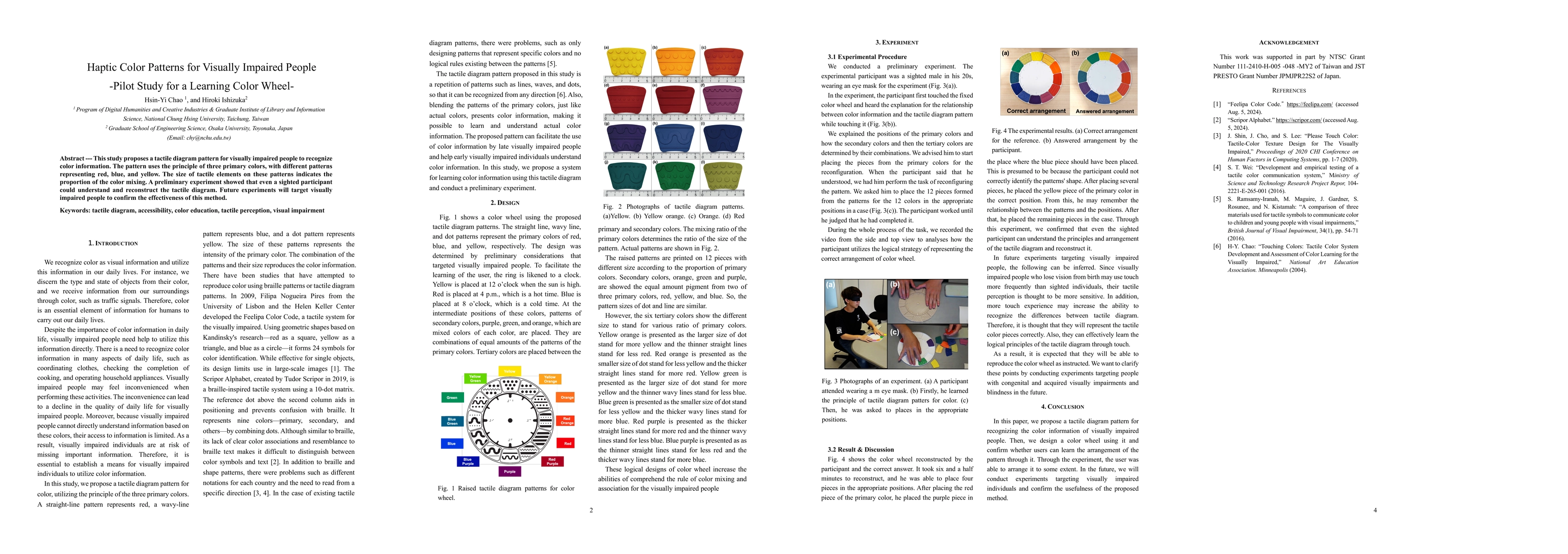 Thumbnail for Haptic Color Patterns for Visually Impaired People-Pilot Study for a
  Learning Color Wheel