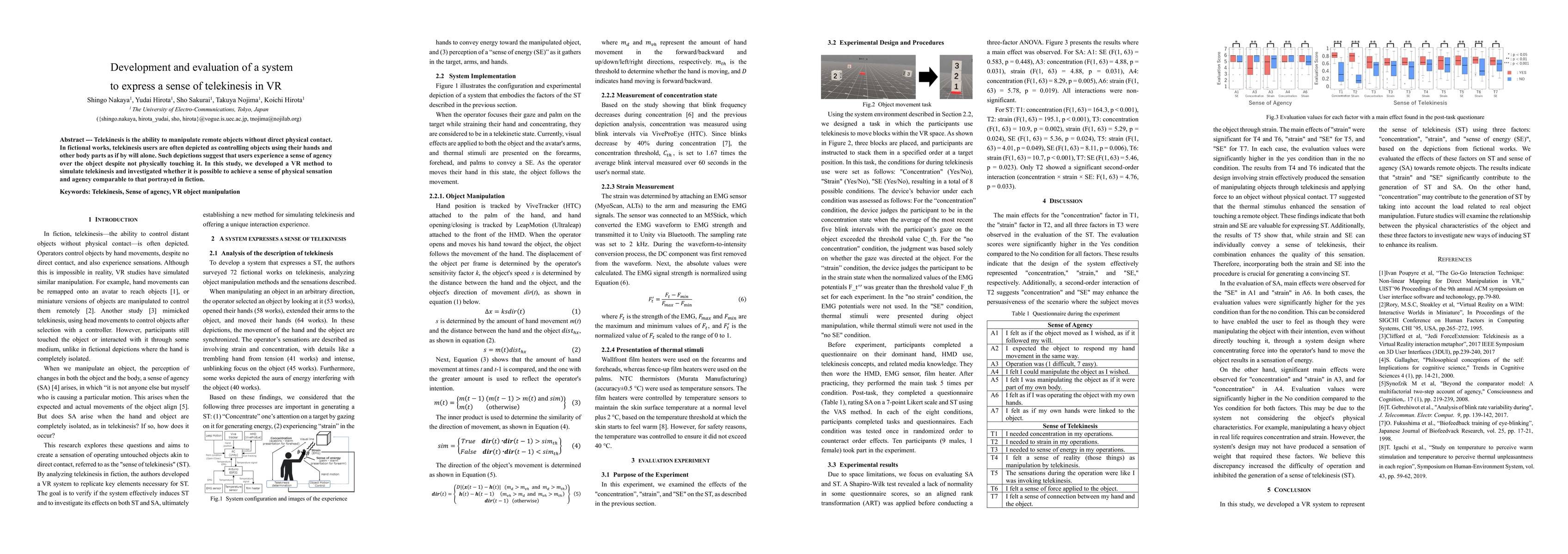 Thumbnail for Development and evaluation of a system to express a sense of telekinesis
  in VR