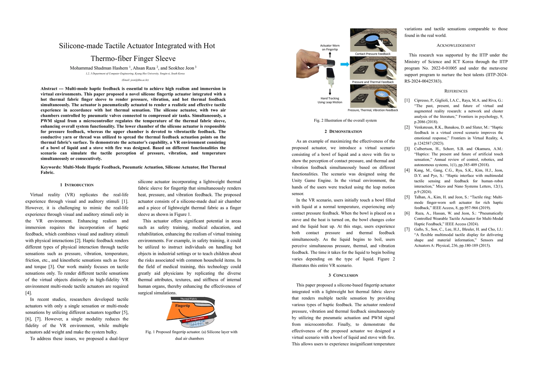 Thumbnail for Silicone-made Tactile Actuator Integrated with Hot Thermo-fiber Finger
  Sleeve