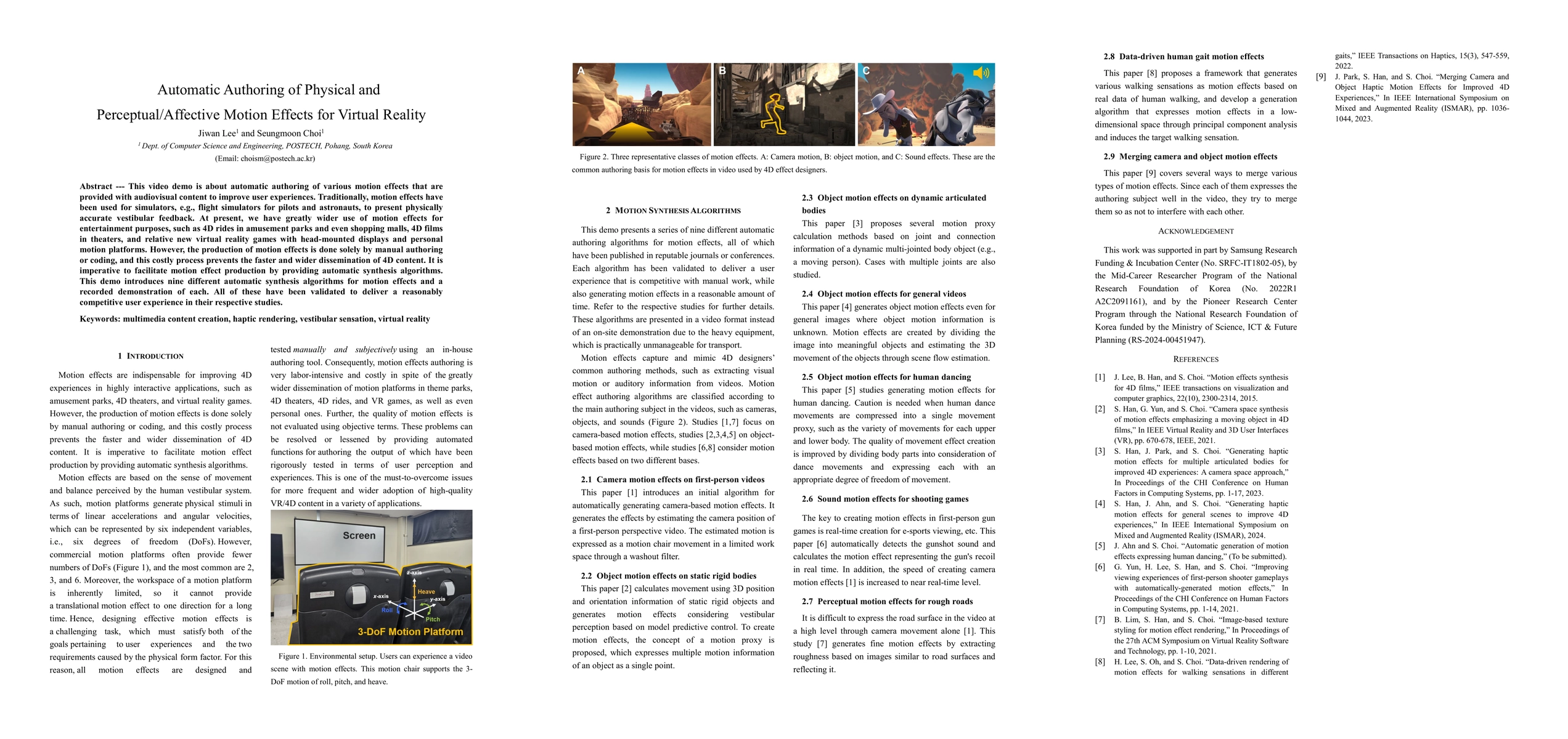 Thumbnail for Automatic Authoring of Physical and Perceptual/Affective Motion Effects
  for Virtual Reality