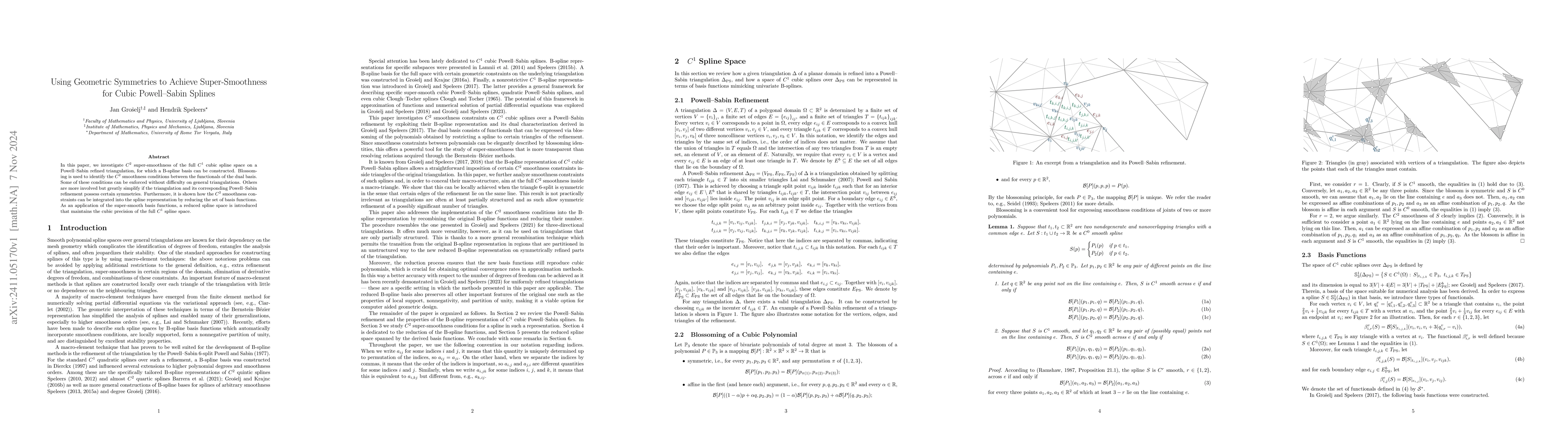 Thumbnail for Using Geometric Symmetries to Achieve Super-Smoothness for Cubic
  Powell-Sabin Splines
