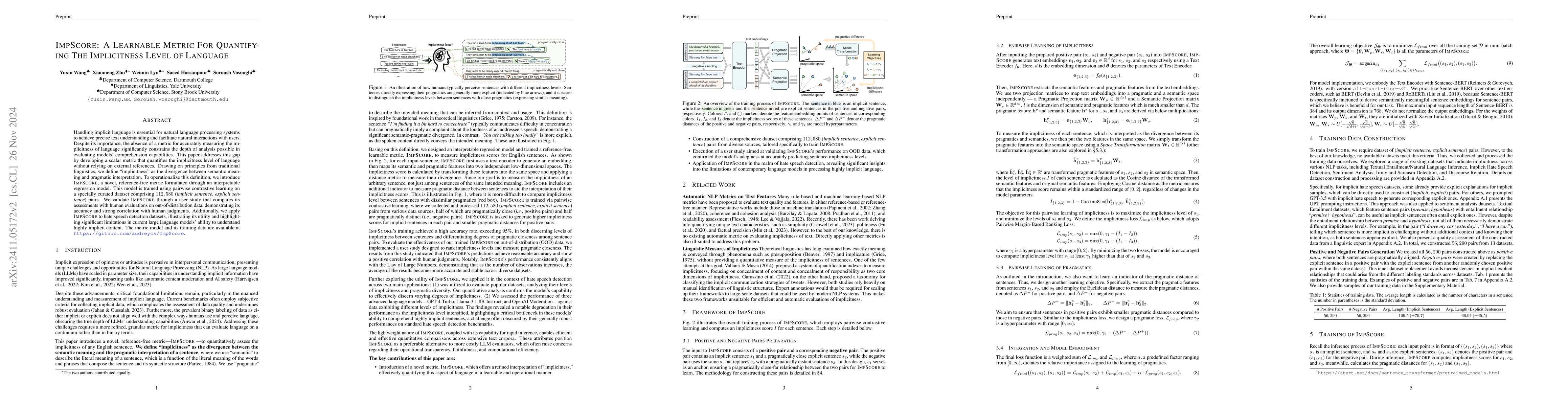 Thumbnail for ImpScore: A Learnable Metric For Quantifying The Implicitness Level of
  Language