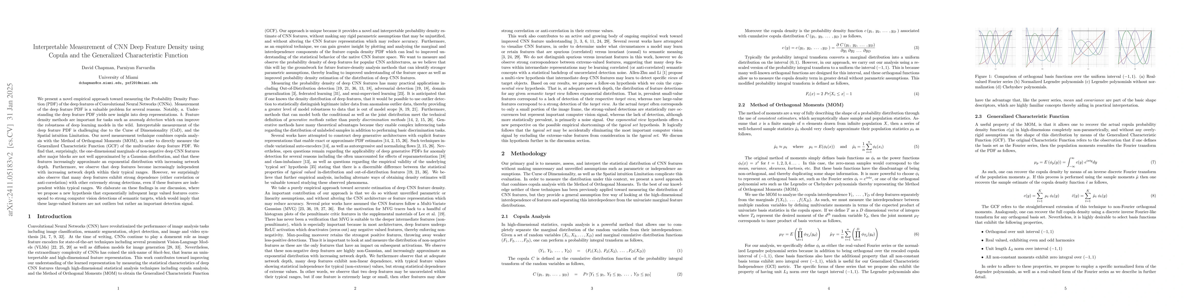 Thumbnail for Interpretable Measurement of CNN Deep Feature Density using Copula and
  the Generalized Characteristic Function
