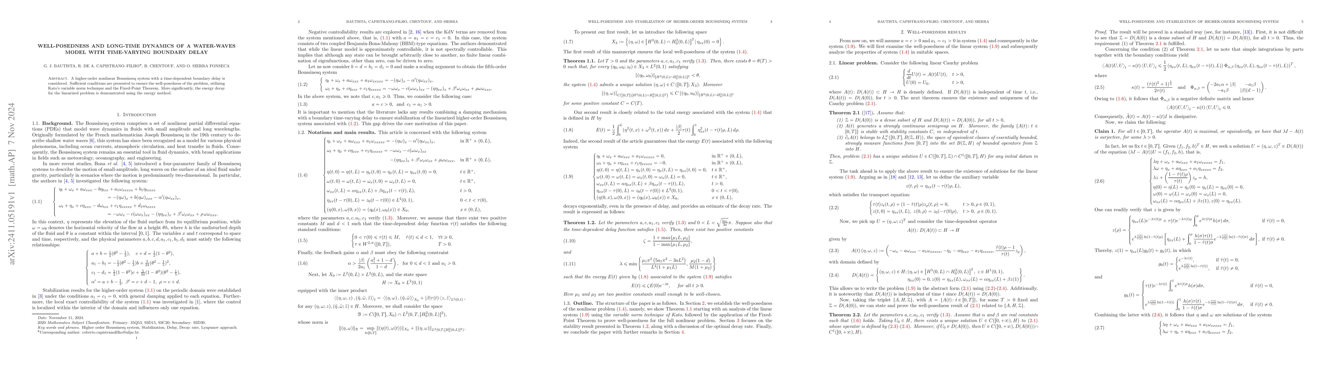 Thumbnail for Well-Posedness and Long-Time Dynamics of a Water-Waves Model with
  Time-Varying Boundary Delay