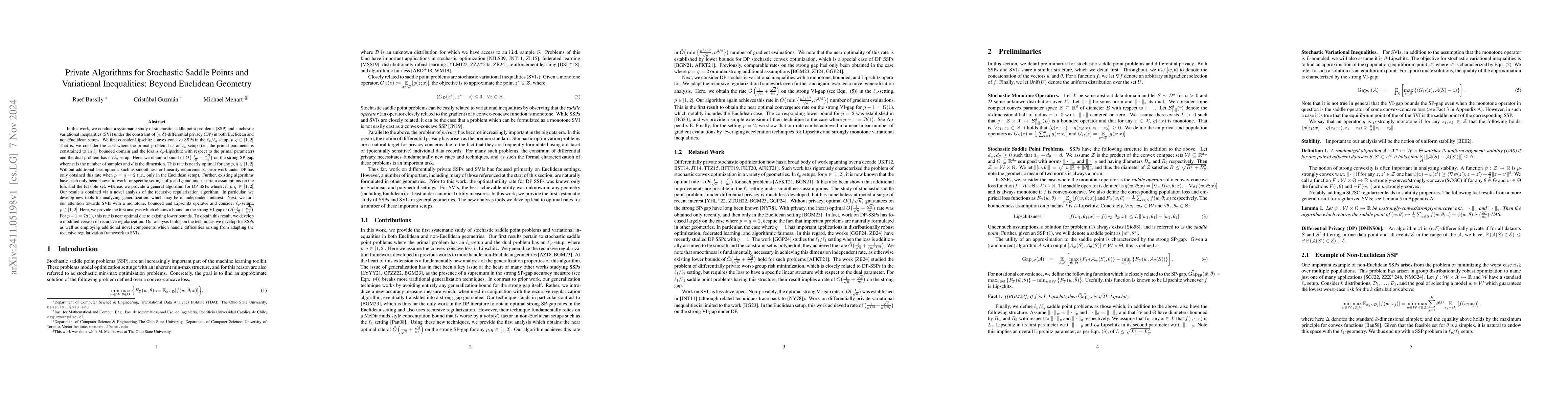 Thumbnail for Private Algorithms for Stochastic Saddle Points and Variational
  Inequalities: Beyond Euclidean Geometry