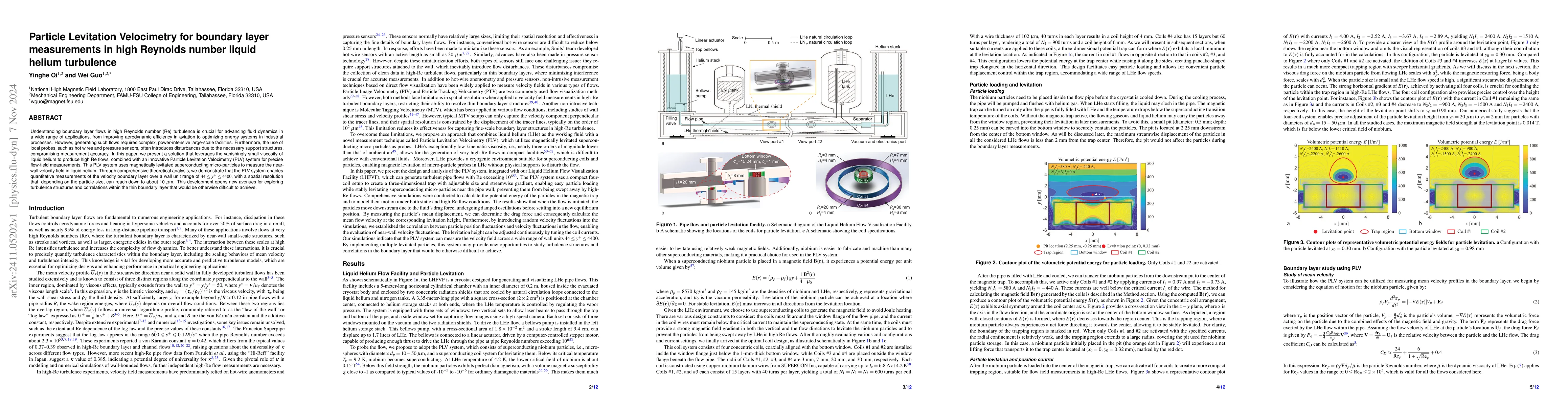 Thumbnail for Particle Levitation Velocimetry for boundary layer measurements in high
  Reynolds number liquid helium turbulence