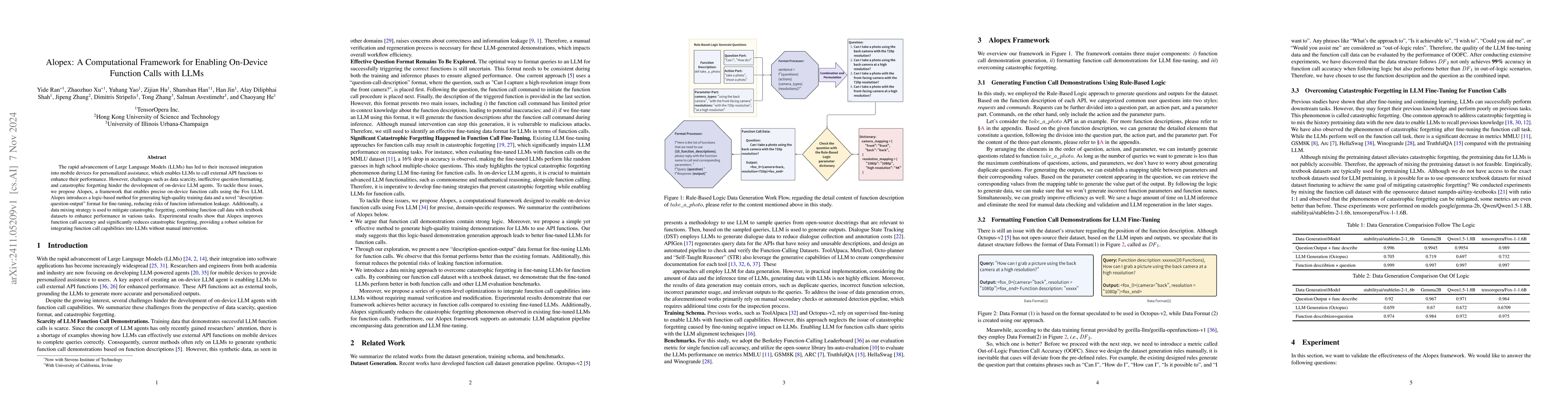 Thumbnail for Alopex: A Computational Framework for Enabling On-Device Function Calls
  with LLMs