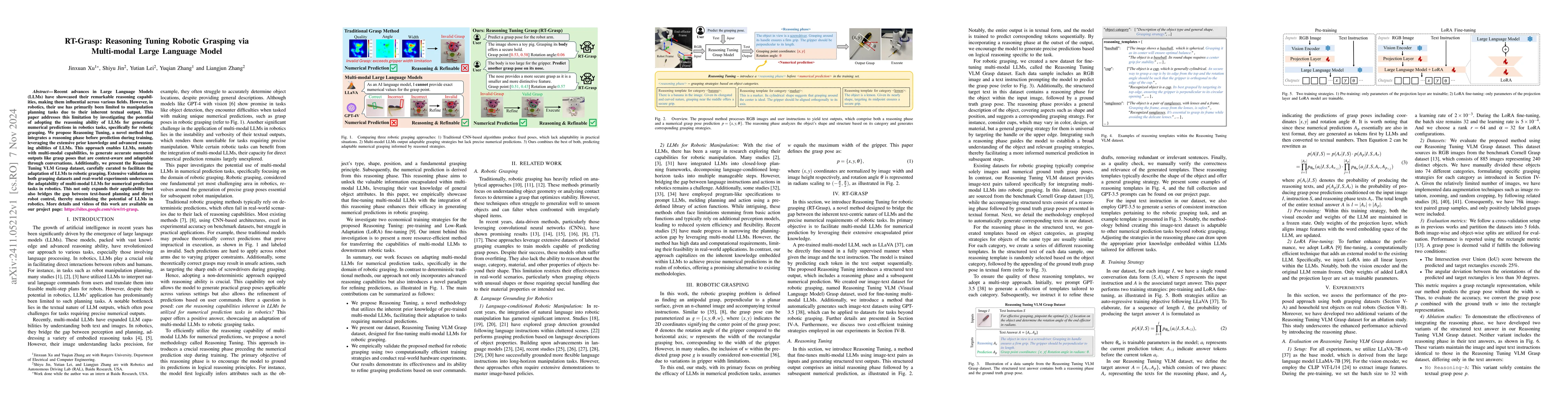 Thumbnail for RT-Grasp: Reasoning Tuning Robotic Grasping via Multi-modal Large
  Language Model