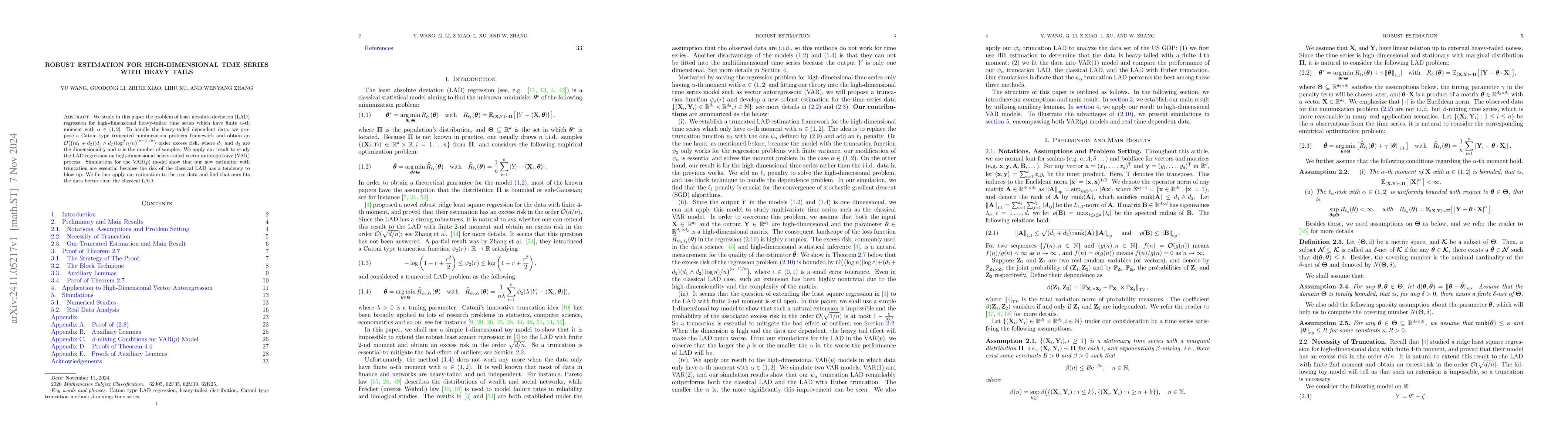 Thumbnail for Robust estimation for high-dimensional time series with heavy tails