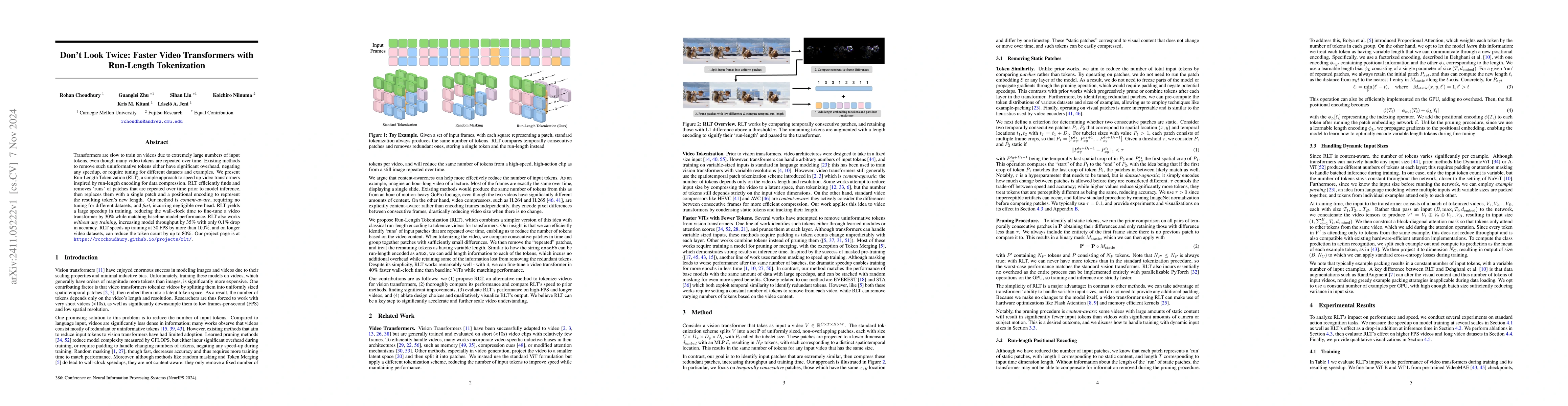 Thumbnail for Don't Look Twice: Faster Video Transformers with Run-Length Tokenization