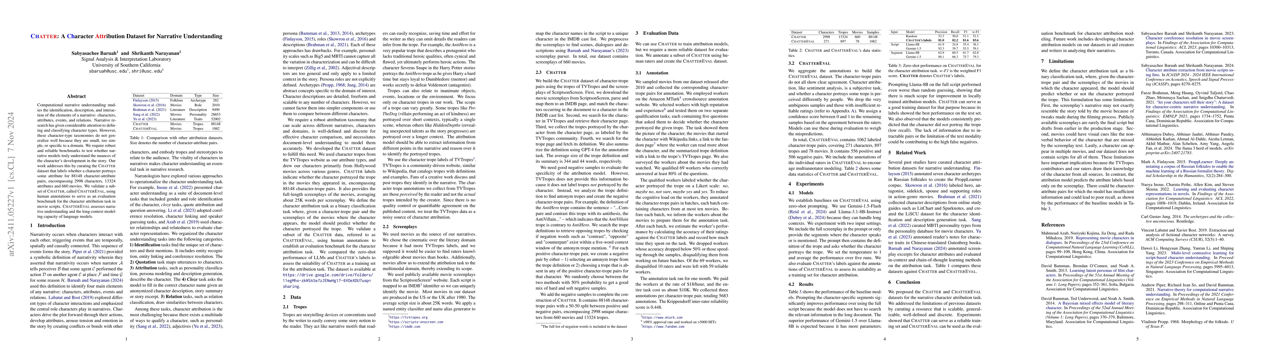 Thumbnail for CHATTER: A Character Attribution Dataset for Narrative Understanding