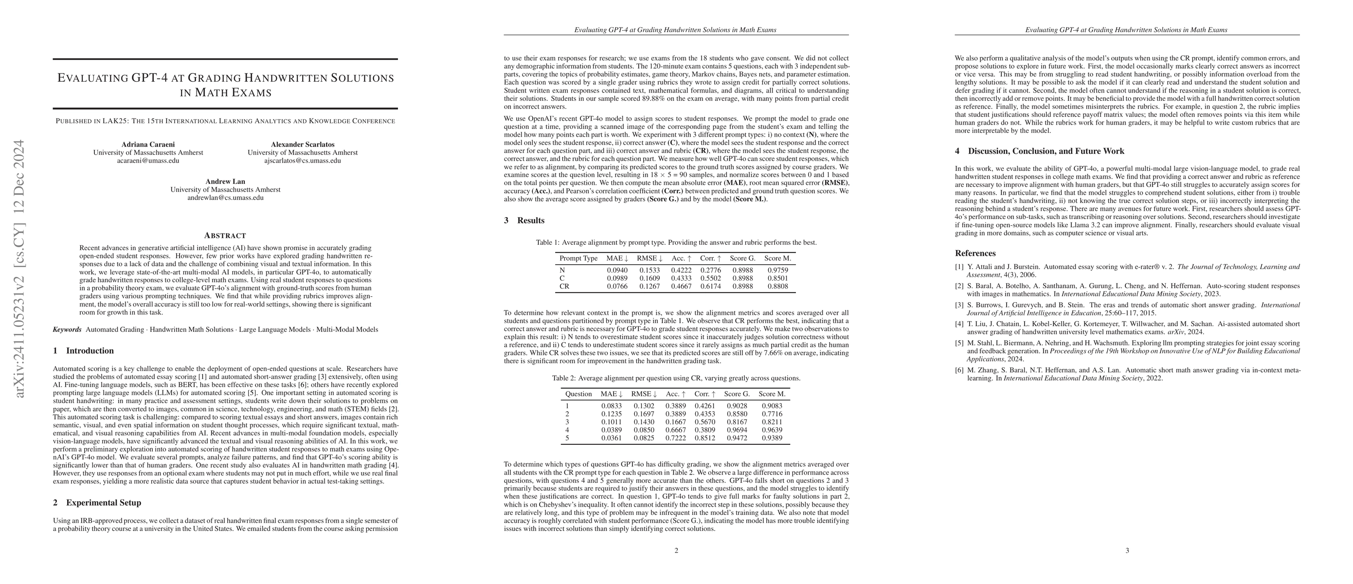 Thumbnail for Evaluating GPT-4 at Grading Handwritten Solutions in Math Exams