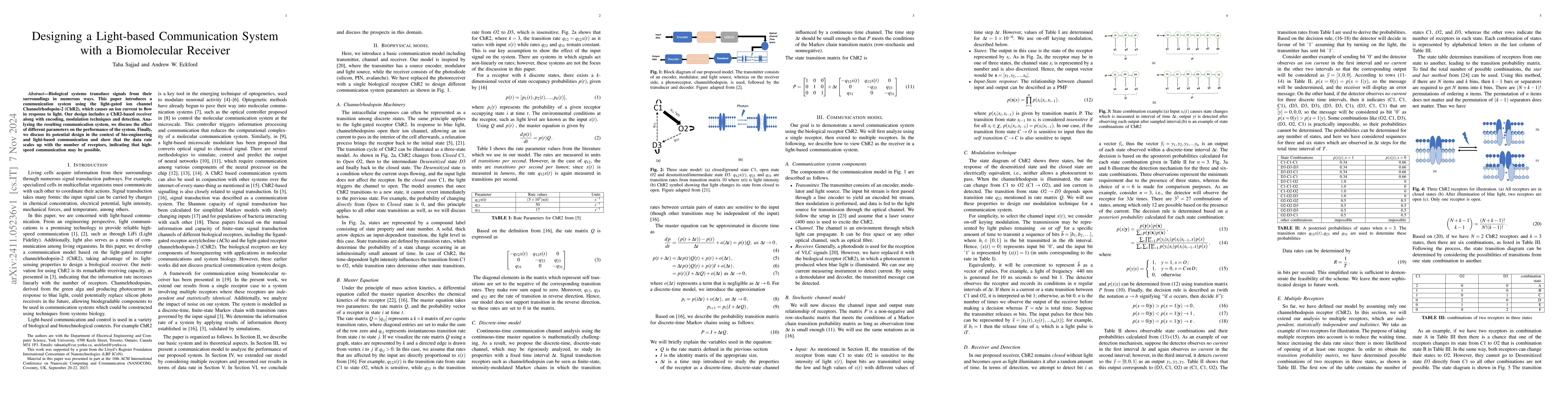 Thumbnail for Designing a Light-based Communication System with a Biomolecular
  Receiver