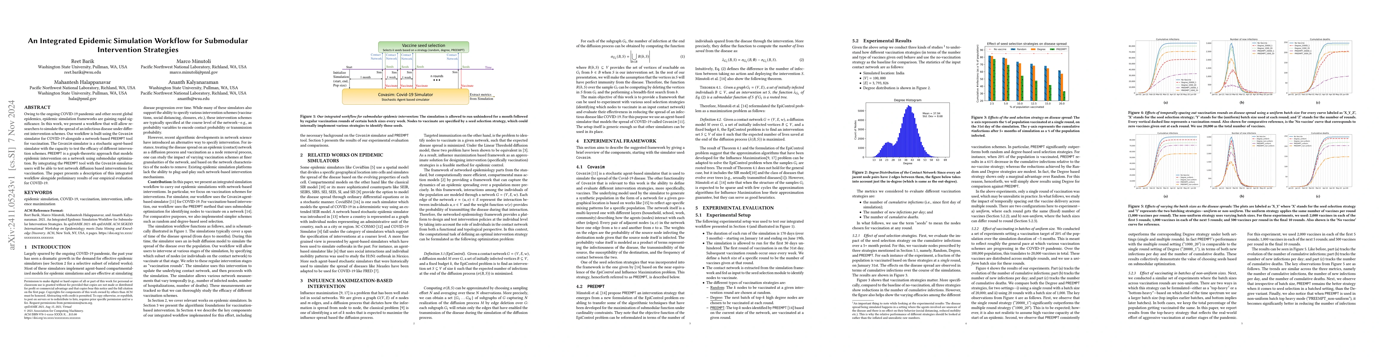 Thumbnail for An Integrated Epidemic Simulation Workflow for Submodular Intervention
  Strategies