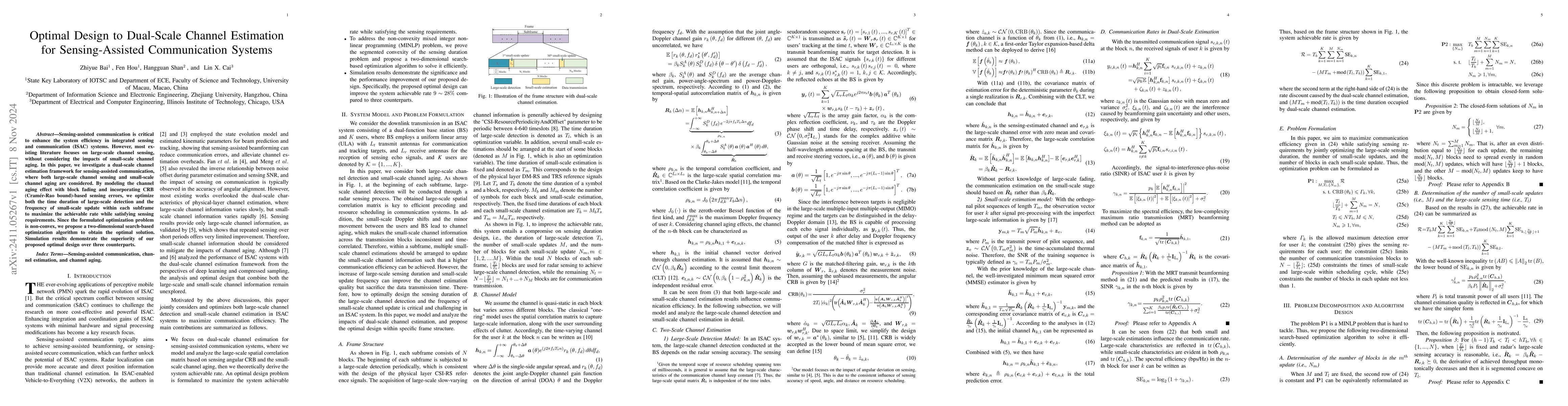 Thumbnail for Optimal Design to Dual-Scale Channel Estimation for Sensing-Assisted
  Communication Systems