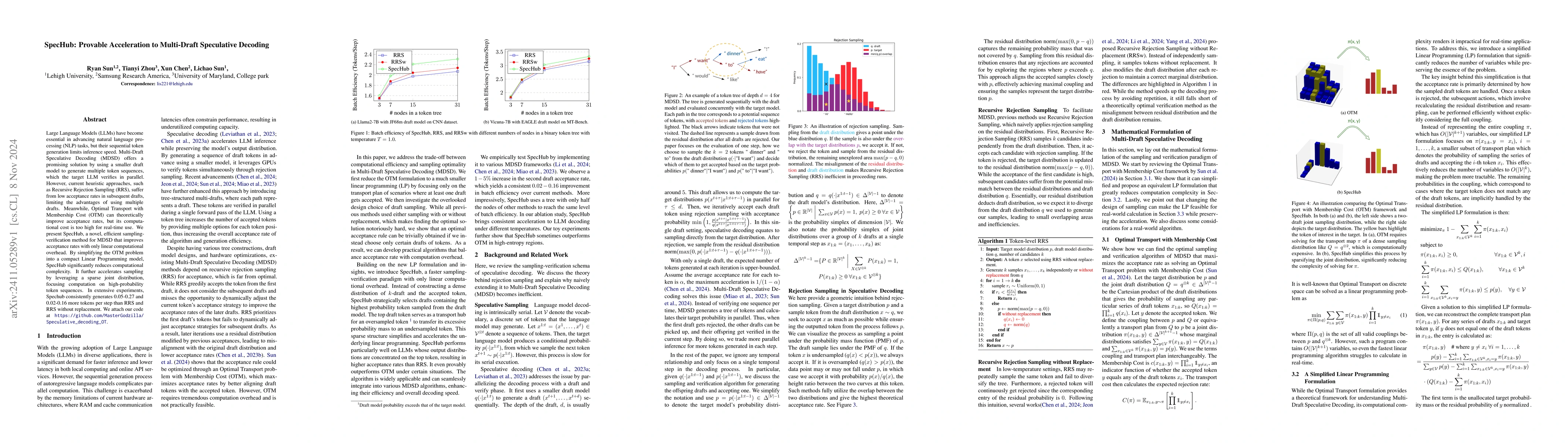 Thumbnail for SpecHub: Provable Acceleration to Multi-Draft Speculative Decoding