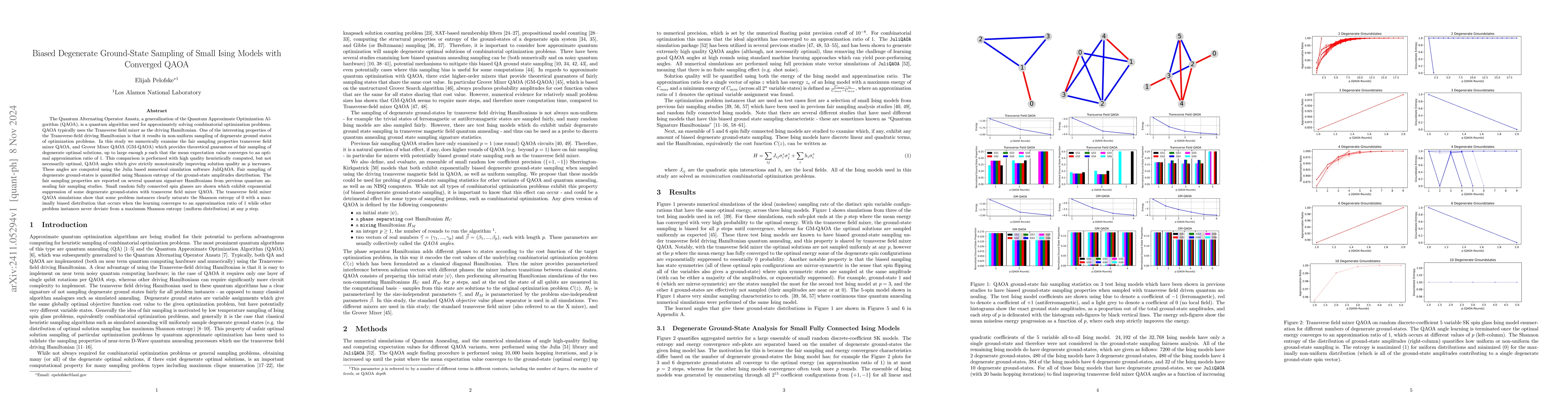 Thumbnail for Biased Degenerate Ground-State Sampling of Small Ising Models with
  Converged QAOA
