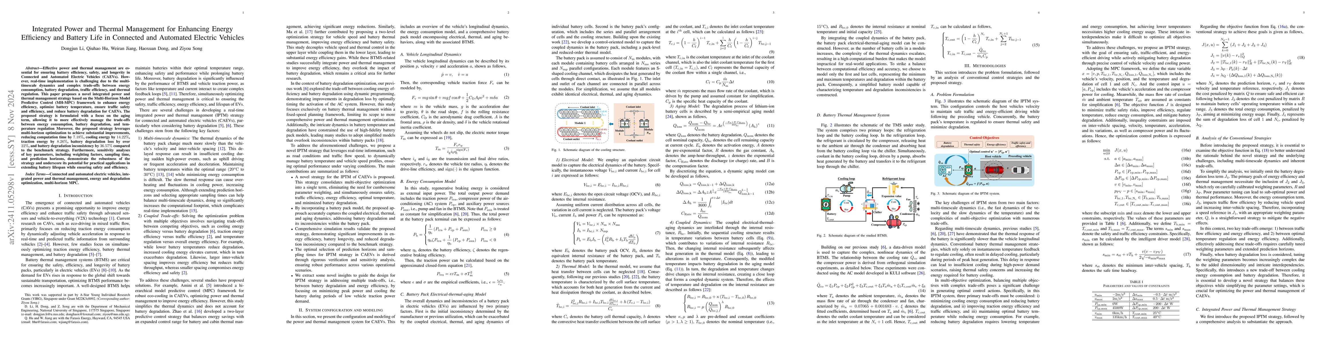 Thumbnail for Integrated Power and Thermal Management for Enhancing Energy Efficiency
  and Battery Life in Connected and Automated Electric Vehicles