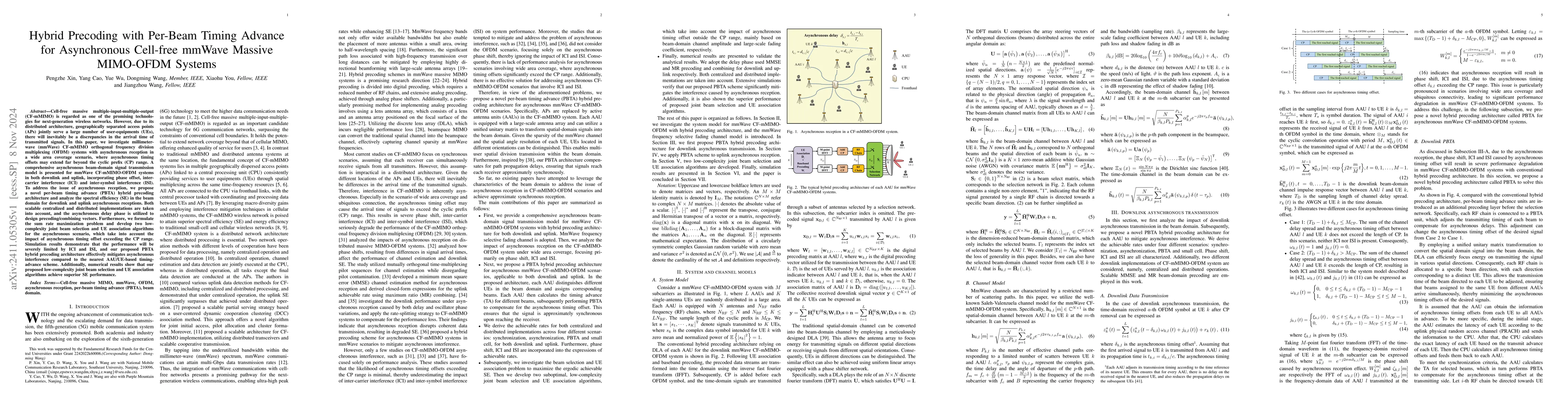 Thumbnail for Hybrid Precoding with Per-Beam Timing Advance for Asynchronous Cell-free
  mmWave Massive MIMO-OFDM Systems